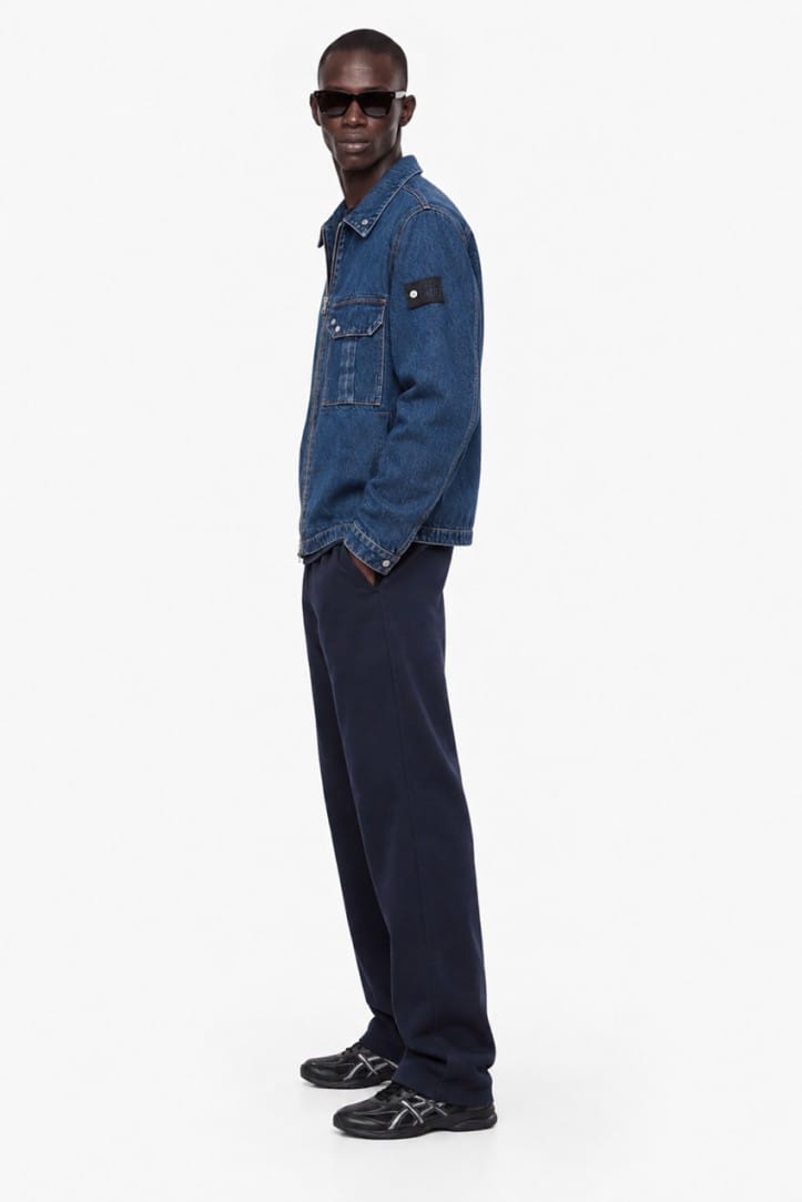 Stone Island: Cotton denim zip up casual jacket