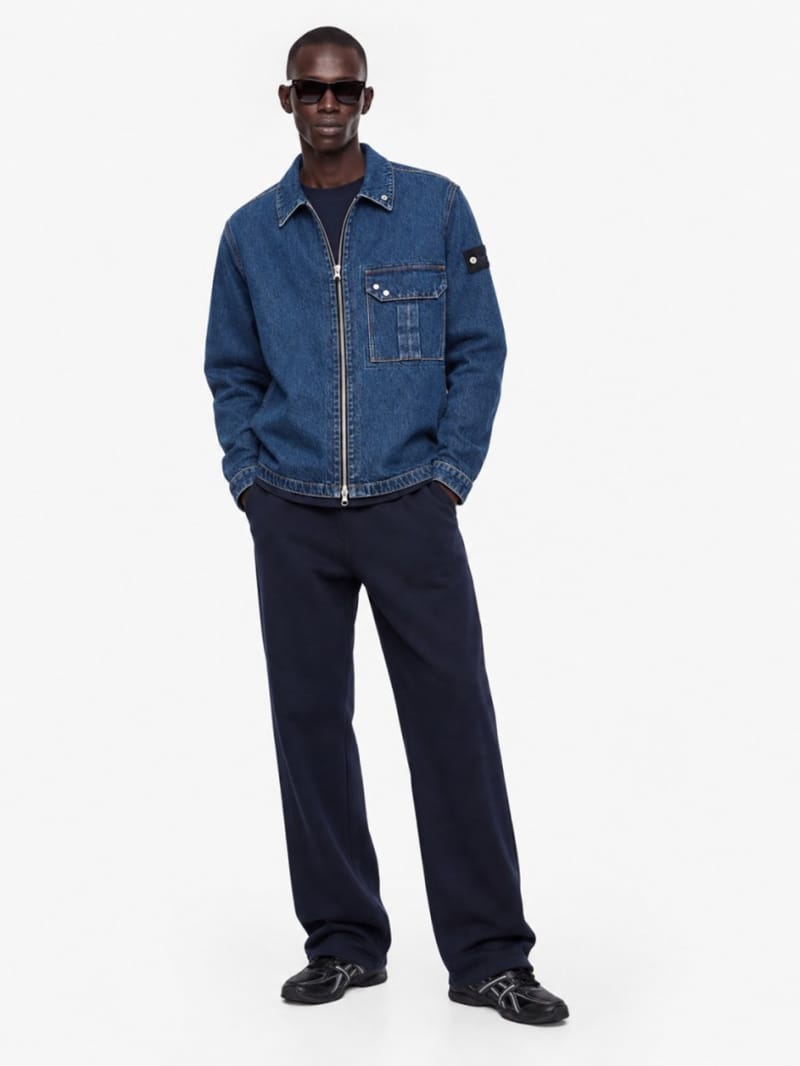 Stone Island - Cotton denim zip up casual jacket