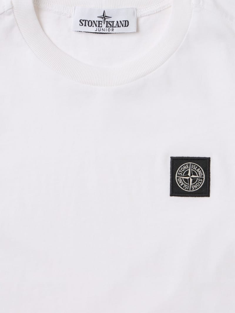 Stone Island Junior - 棉质平纹布标志T恤