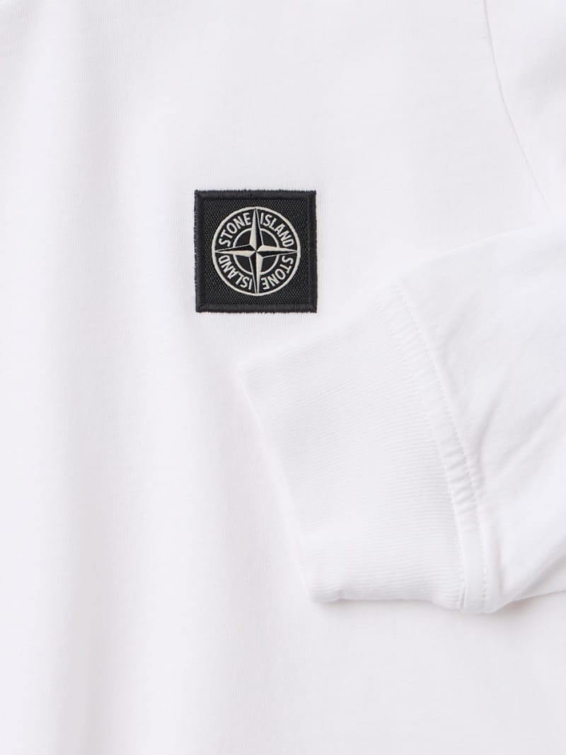 Stone Island Junior - 印有标志的棉质长袖T恤