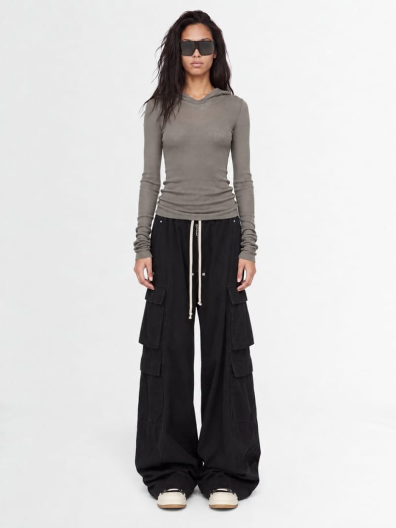 Rick Owens - cropped hooded rib t-shirt