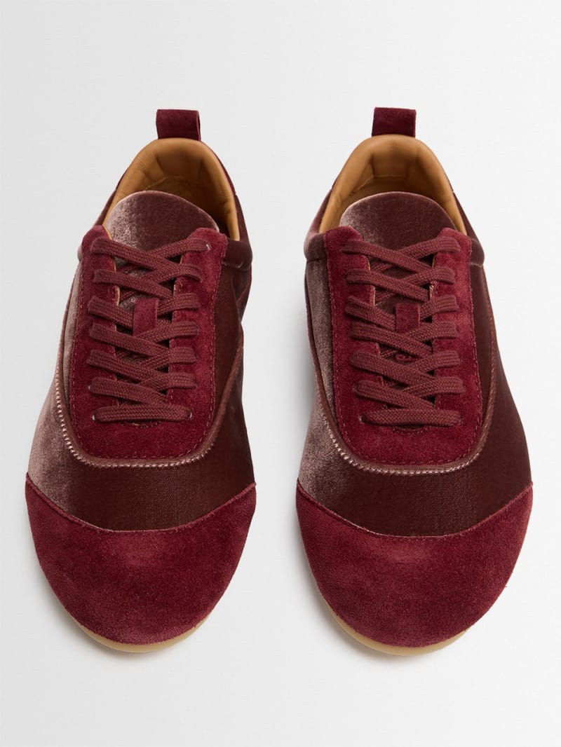Jil Sander: Etage Cupro Velvet Sneakers