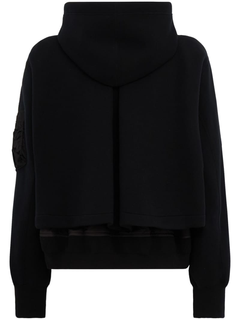 Sacai: Cropped nylon twill zip-up hoodie