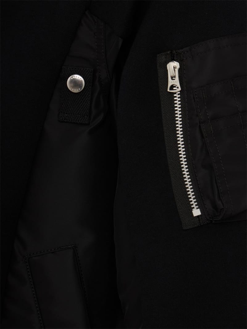 Sacai: 带有尼龙斜纹插片的圆领卫衣