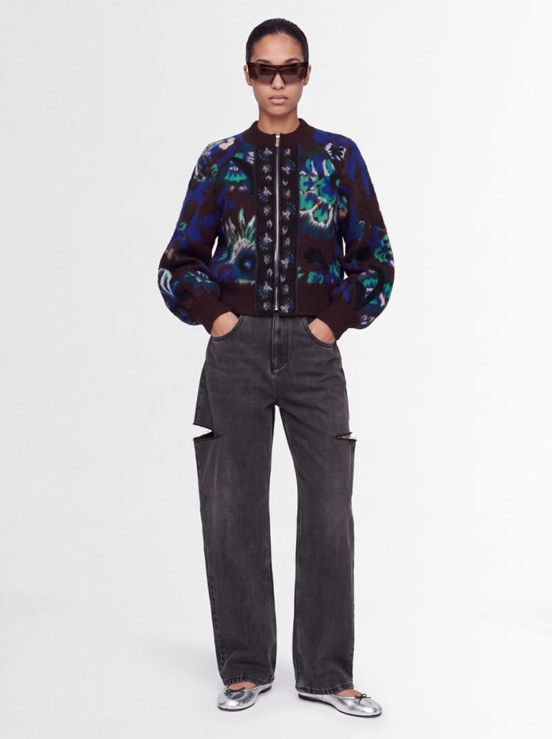 Sacai: Floral Jacquard Knit Blouson