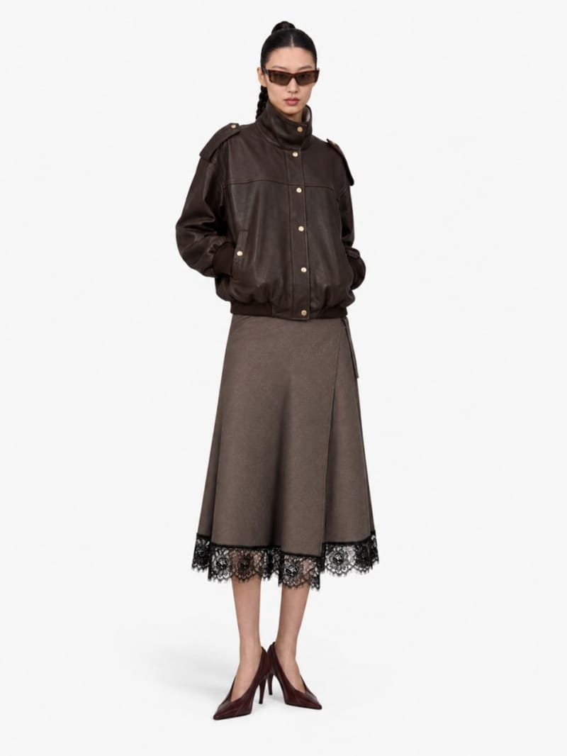 MSGM - Gonna a portafoglio in raso con pizzo