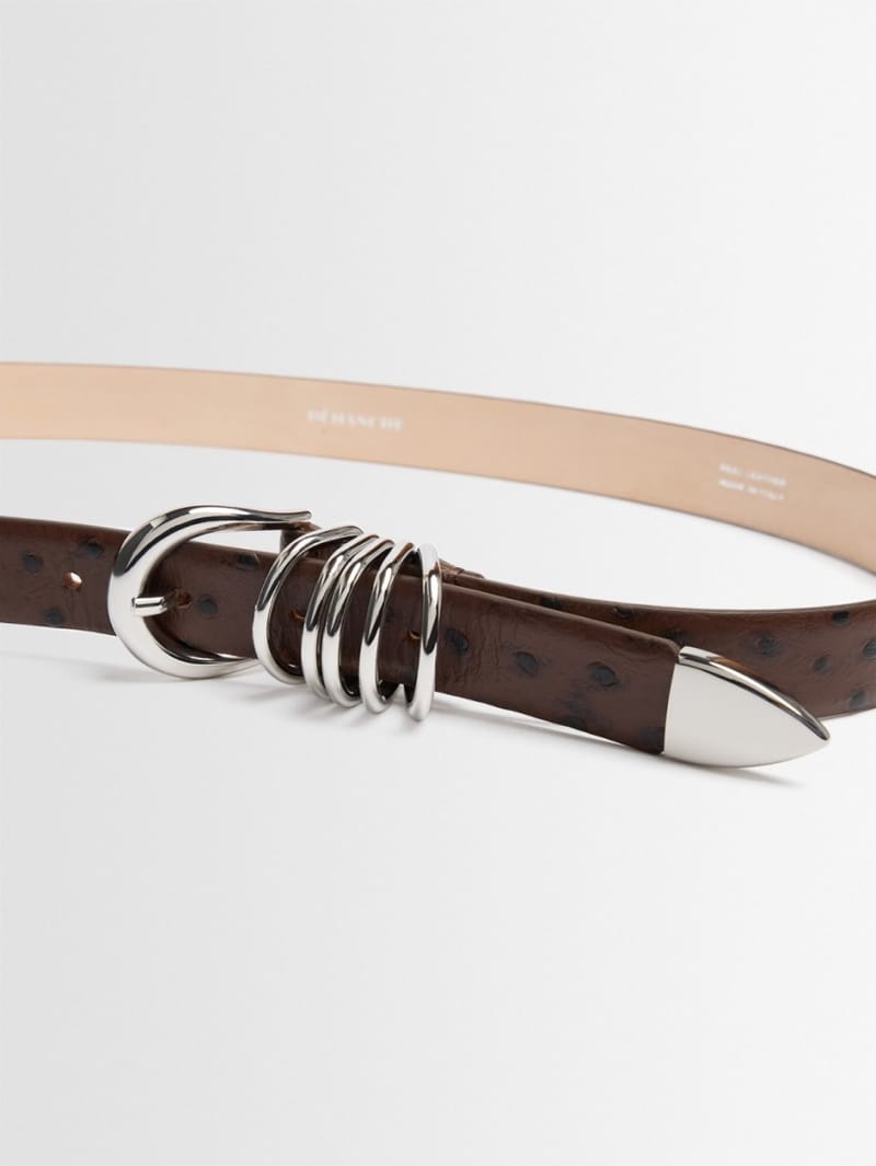Déhanche: Calf leather Hollyhock double-ring belt