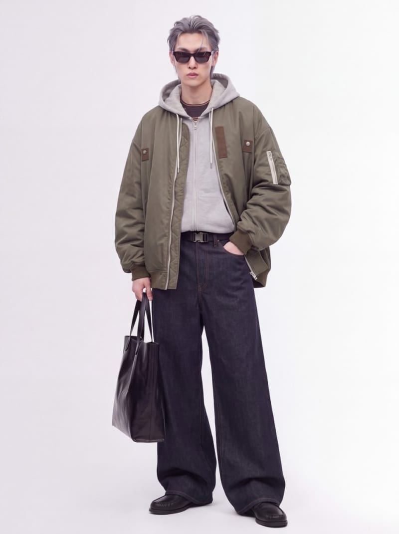 Sacai - Jeans in denim a gamba ampia