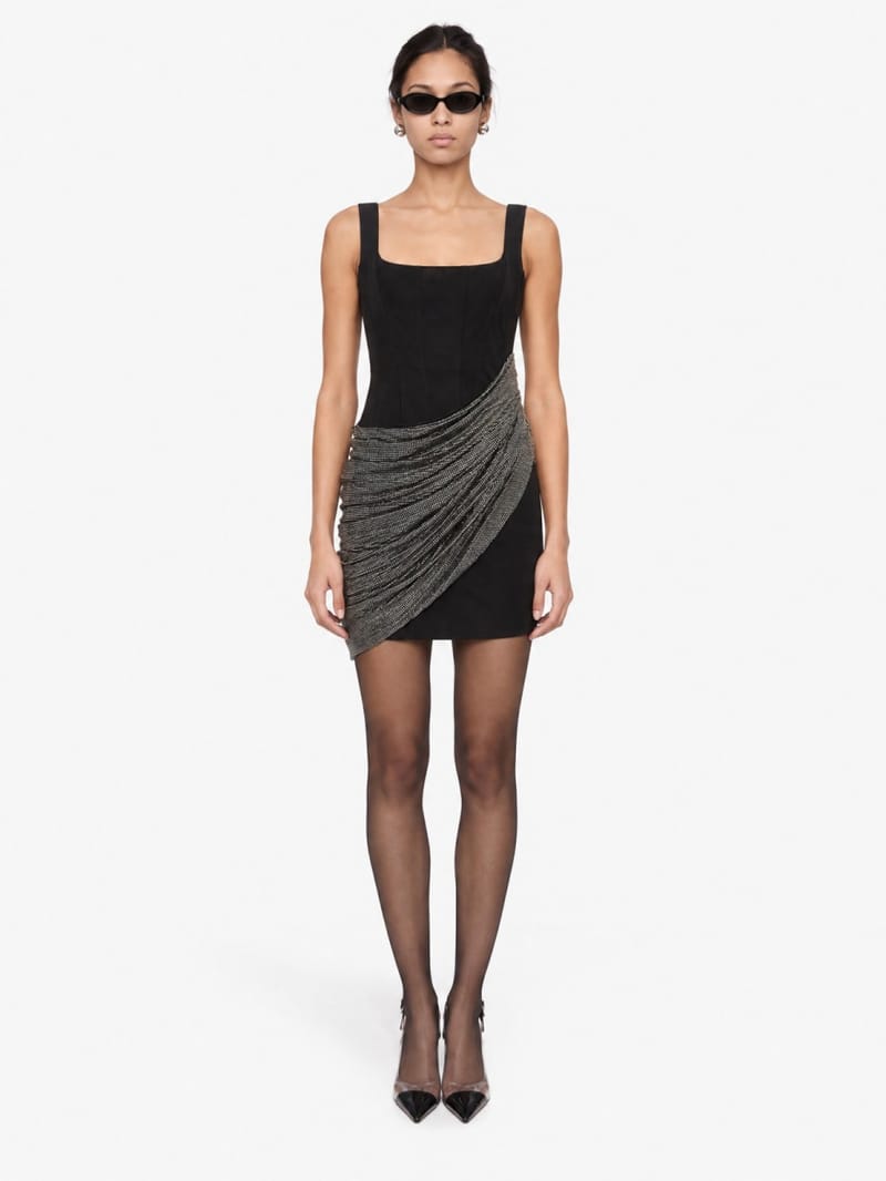Giuseppe Di Morabito - Jersey & metallic mesh mini dress