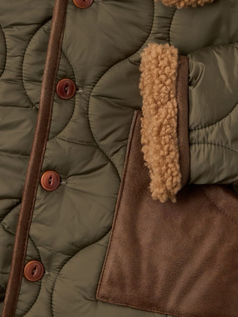 1 + IN THE FAMILY: Quilted jacket with faux fur collar