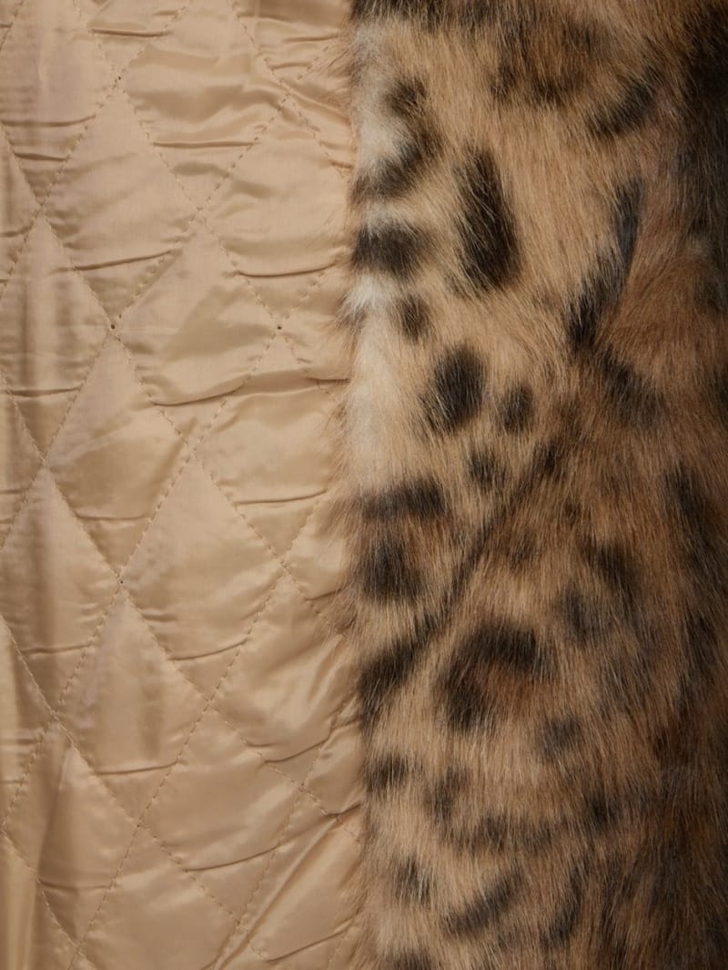 LA PISCINE: Leopard faux-fur long coat