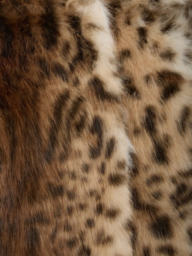 LA PISCINE: Leopard faux-fur long coat