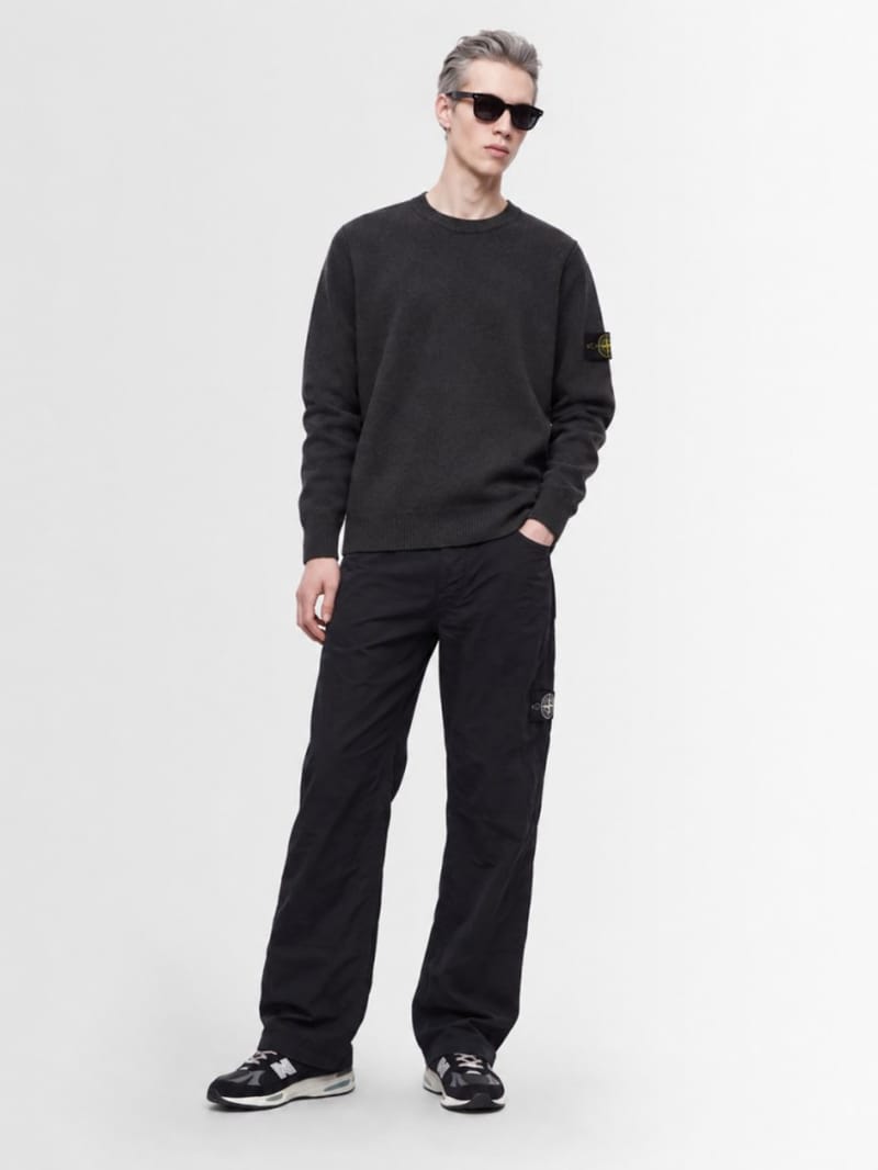Stone Island - 徽标纯棉圆领毛衣