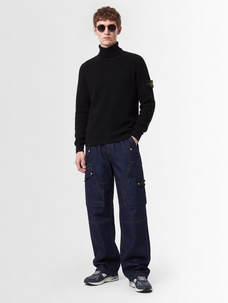 Stone Island: Logo cotton turtleneck sweater