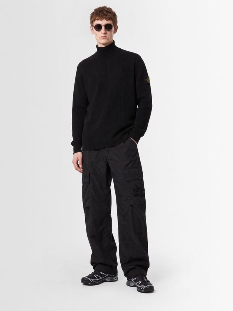 Stone Island: Logo cotton turtle neck sweater