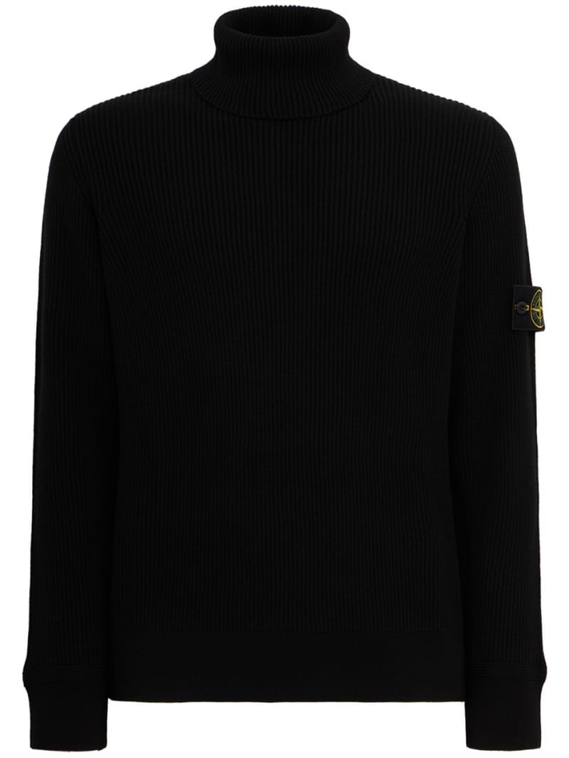 Stone Island: Logo cotton turtle neck sweater