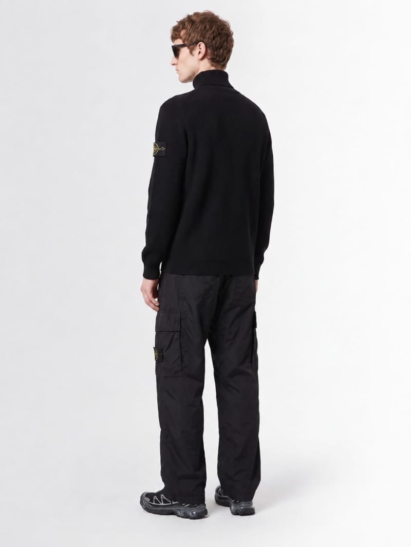 Stone Island: Logo cotton turtle neck sweater