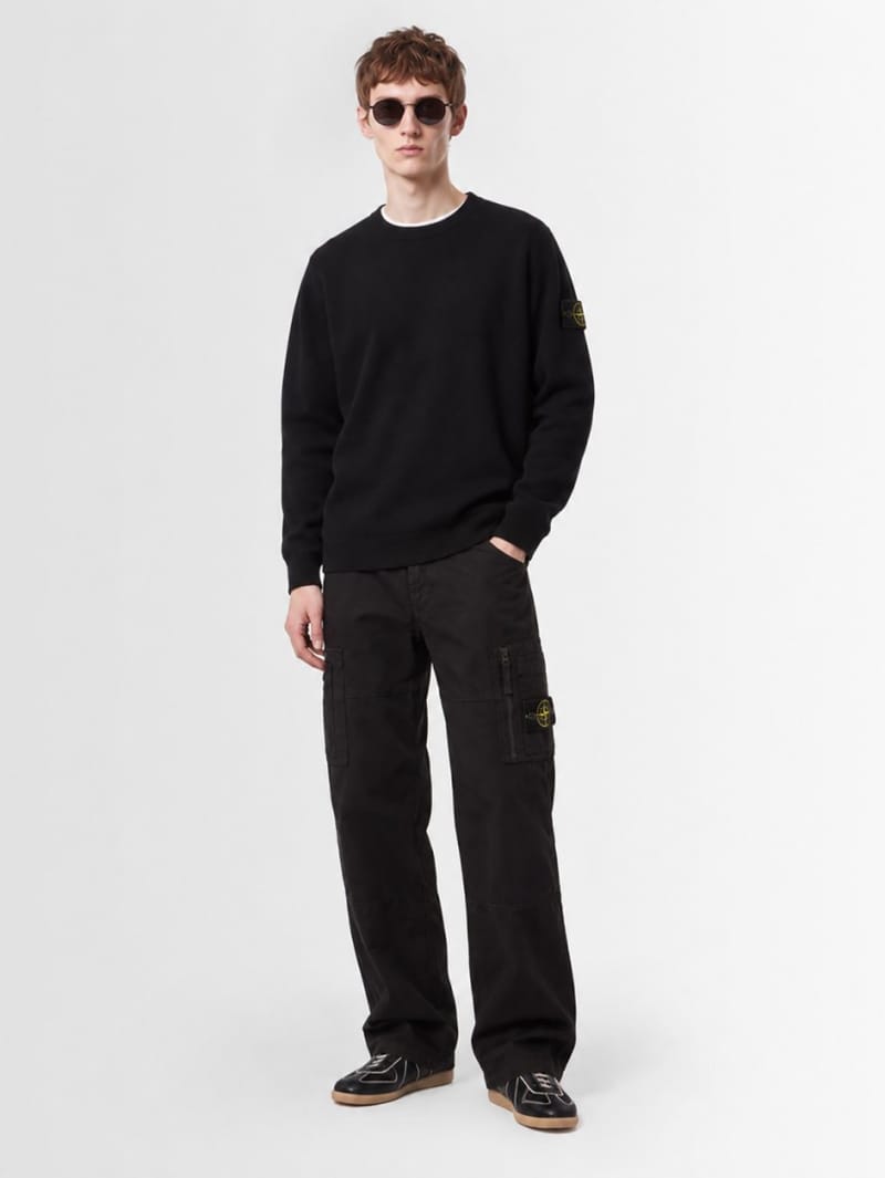 Stone Island: Logo圆领针织POLO毛衣