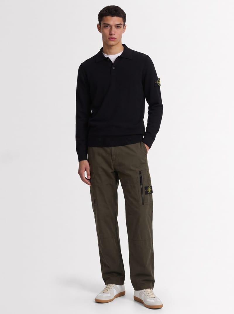 Stone Island: Logo 款圆领针织 Polo 毛衣