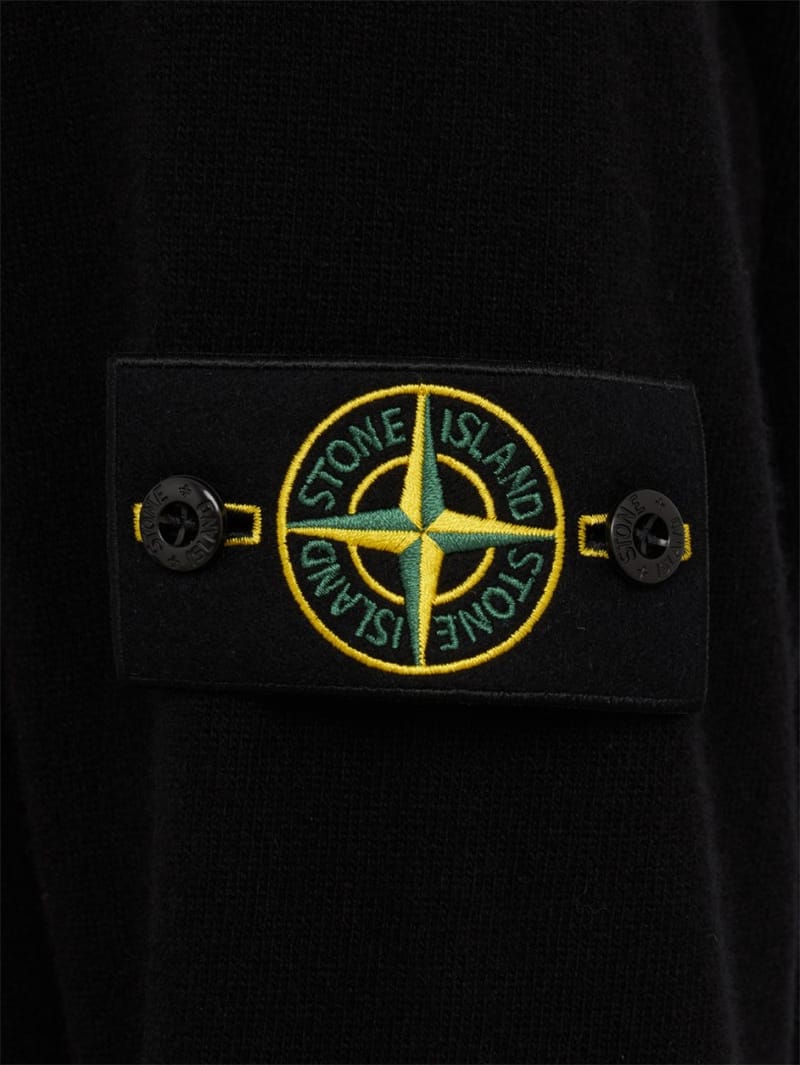 Stone Island: Logo 款圆领针织 Polo 毛衣