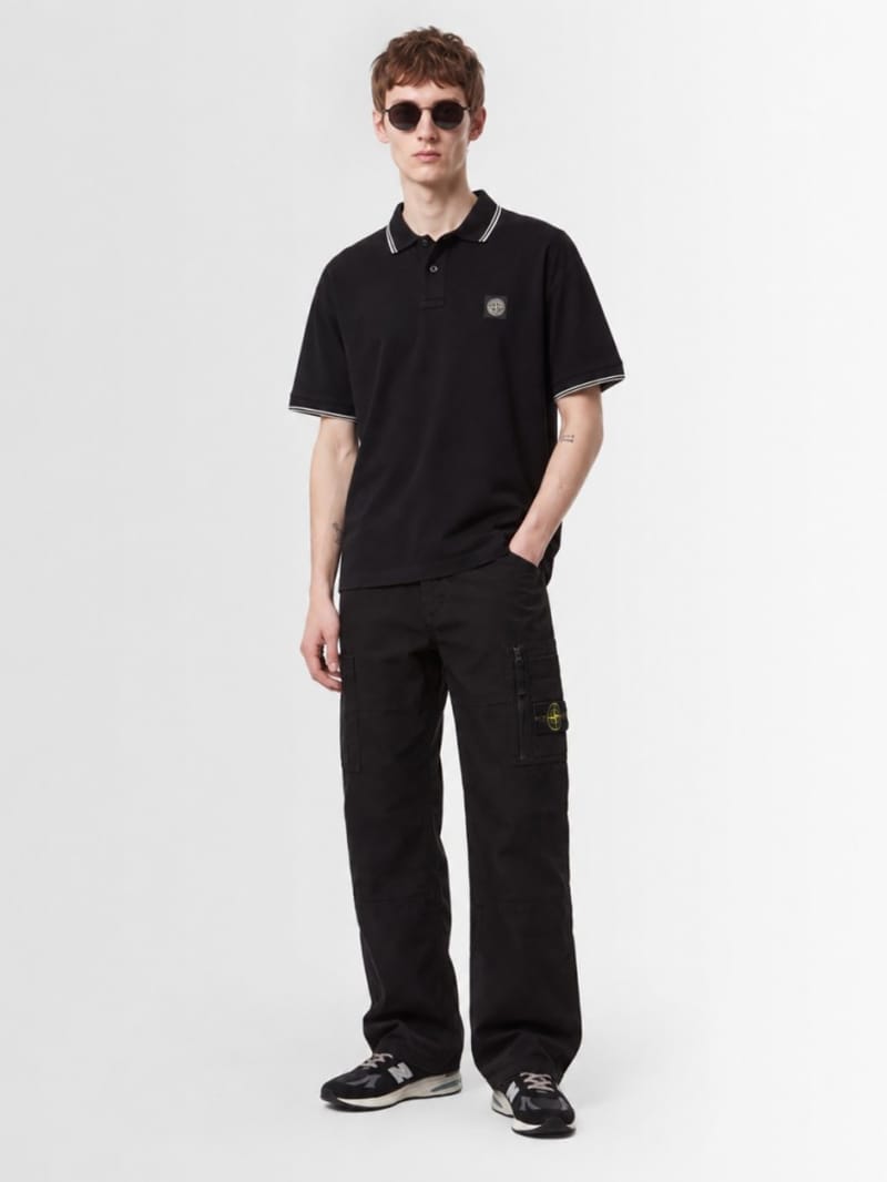 Stone Island - 徽标补丁棉质 polo
