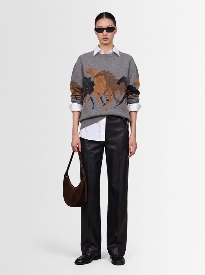 Stella McCartney: Maglione cavalli in corsa in lana vergine