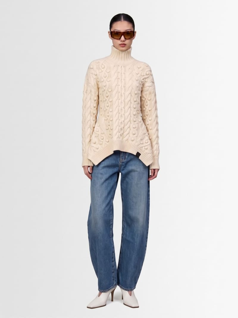 Stella McCartney: Jersey de lana con peplum de punto trenzado Bobble