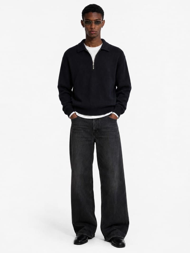 DIANA STUDIO - Merino wool knit polo with zip closure