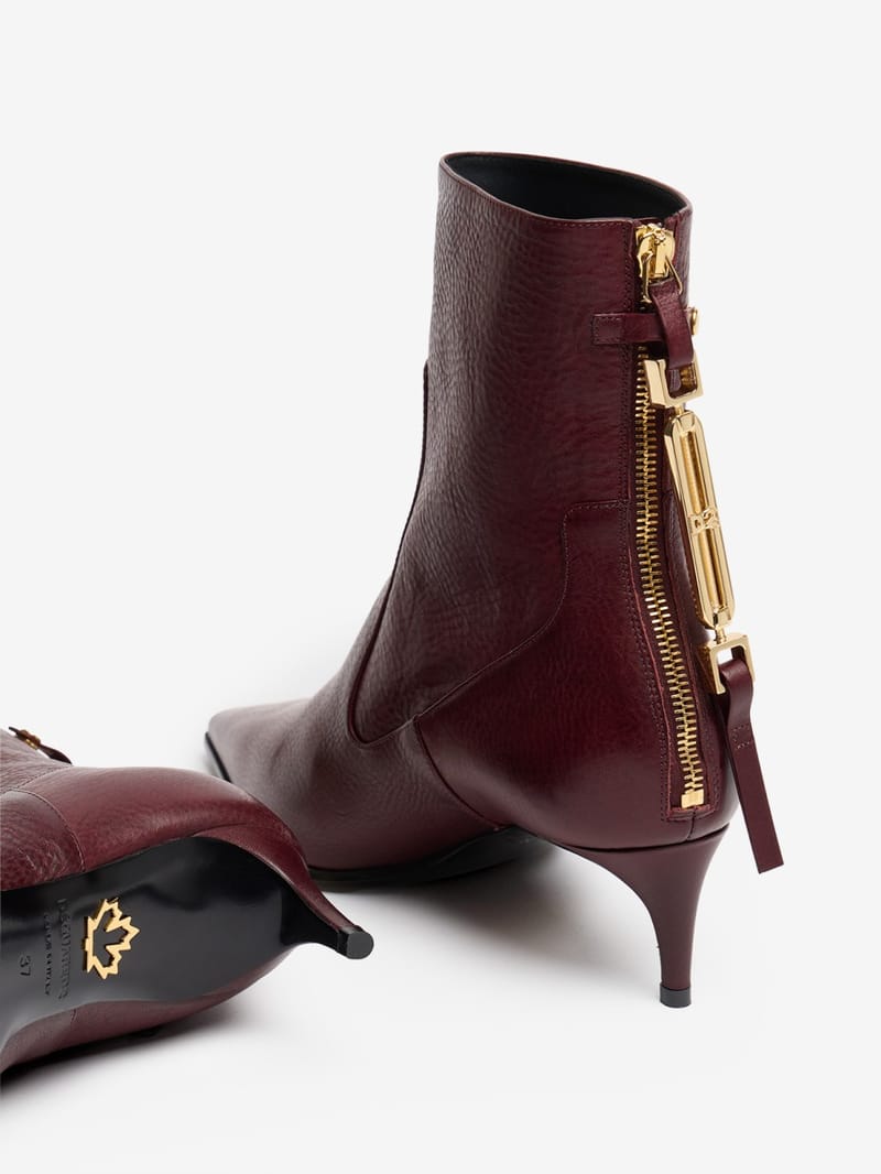 Dsquared2: Metal Bar leather heeled ankle boots