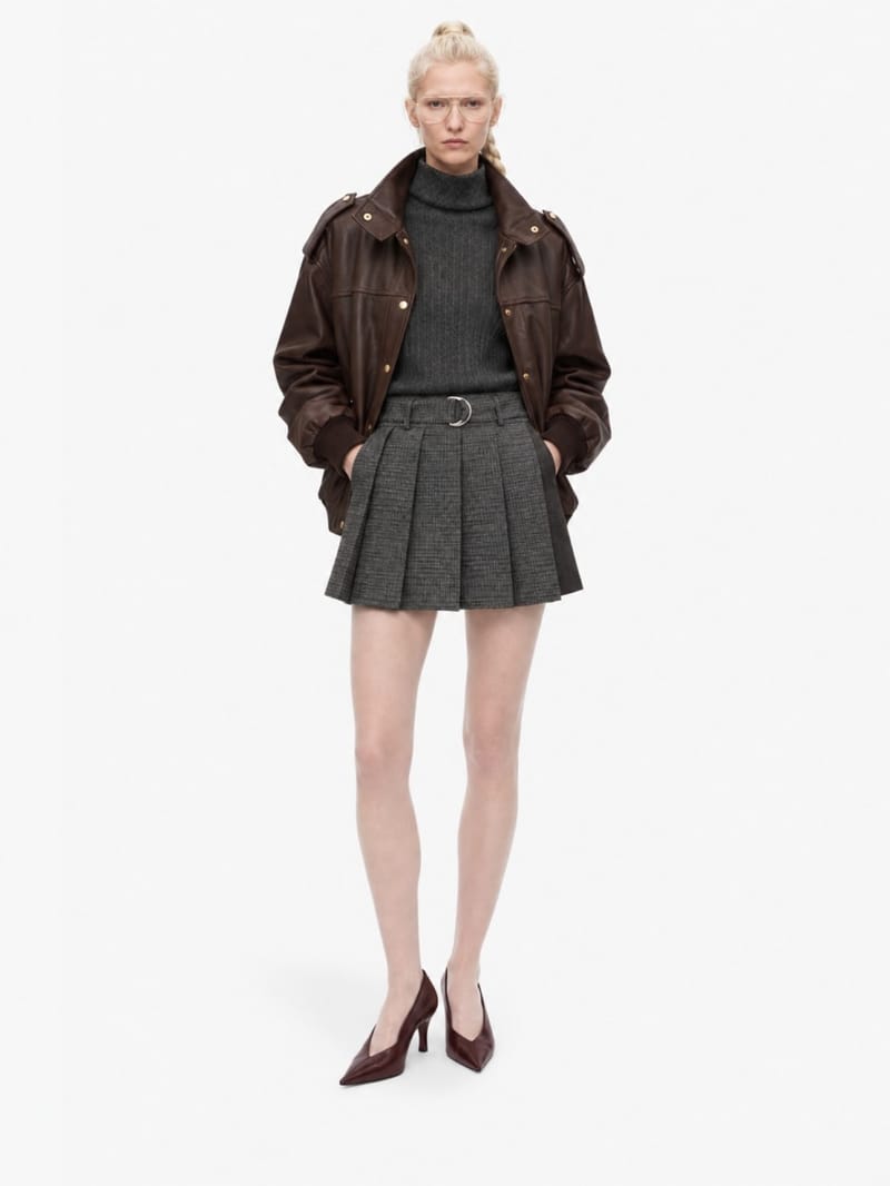 MSGM - Minigonna plissettata in lana con cintura