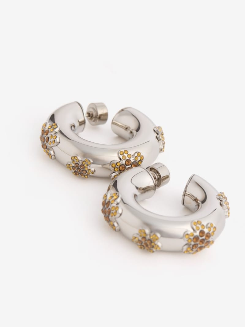 Marni - Crystal flower hoop earrings