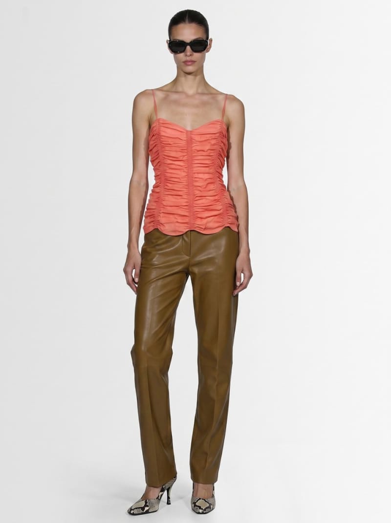 Khaite: Mita lambskin pleated trousers