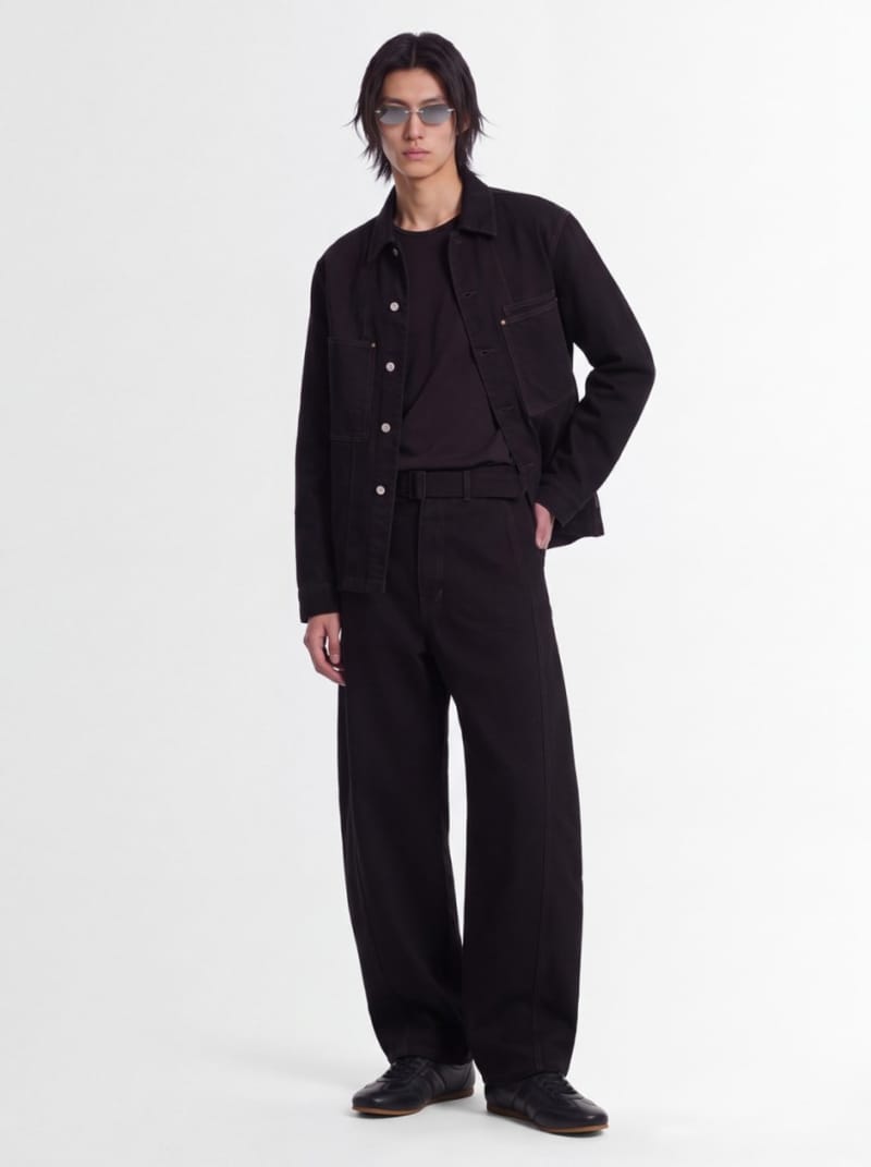 Lemaire - Twisted cotton trousers with leather belt