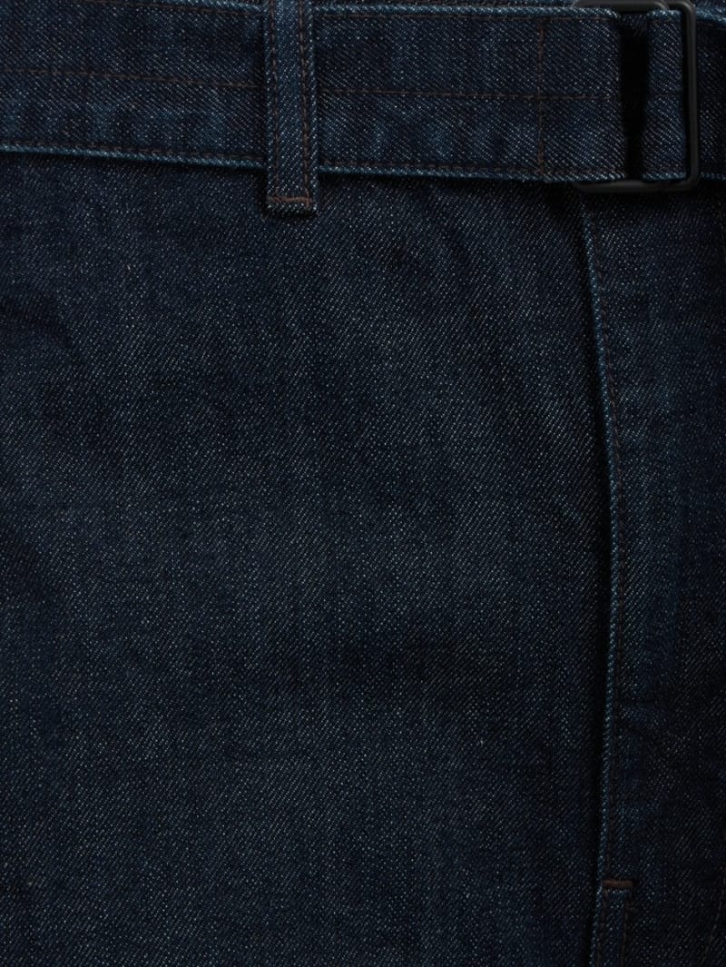Lemaire: Twisted denim trousers with leather belt