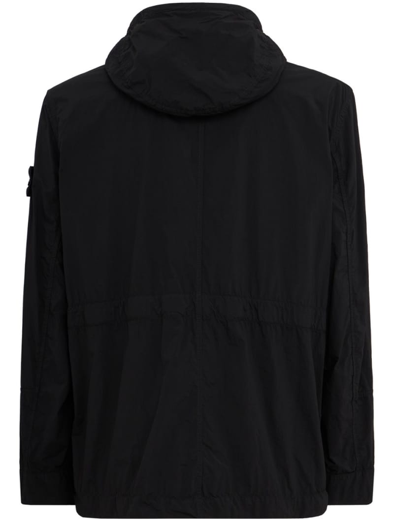 Stone Island: 短款尼龙派克大衣，带可拆卸帽子
