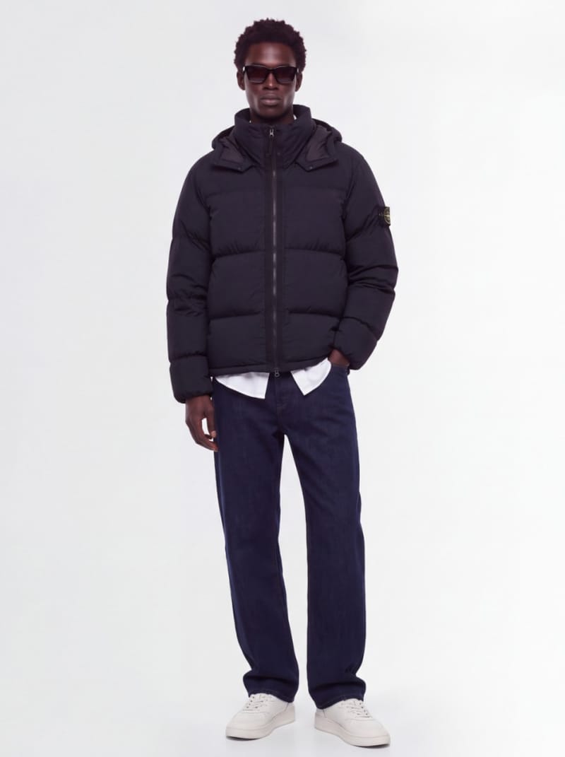 Stone Island - 可拆卸帽子的尼龙羽绒服