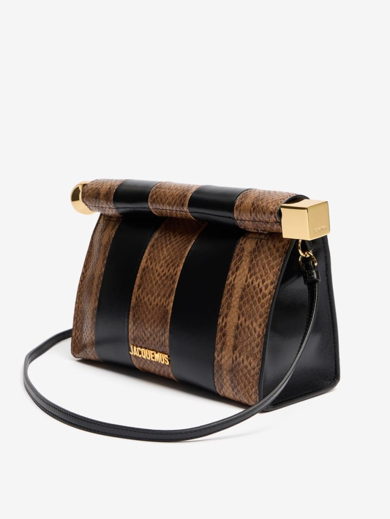 Jacquemus: Le Sac Rond Carre python print clutch