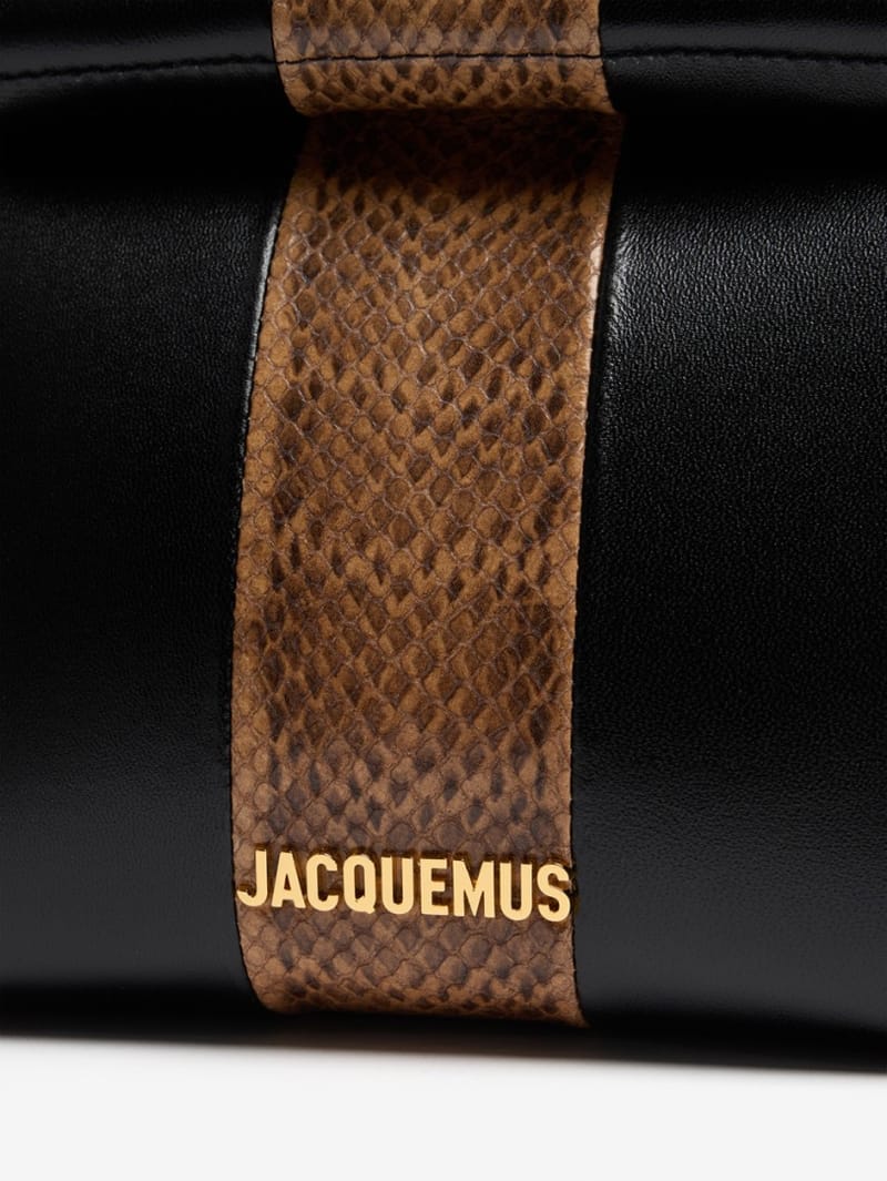 Jacquemus: Le Sac Rond Carre python print clutch