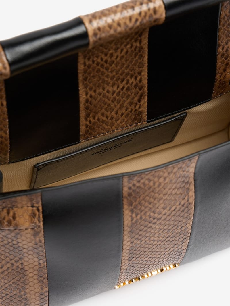 Jacquemus: Le Sac Rond Carre python print clutch