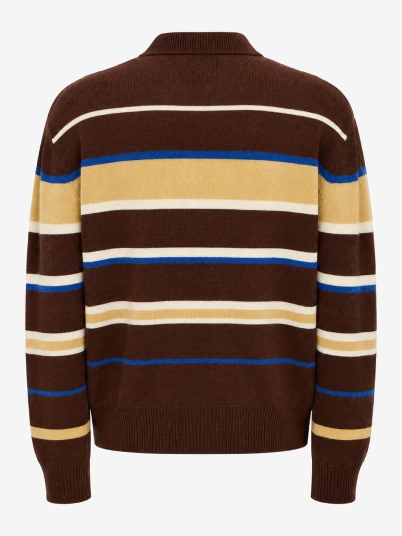 Bluemarble: Striped wool and mohair knit polo