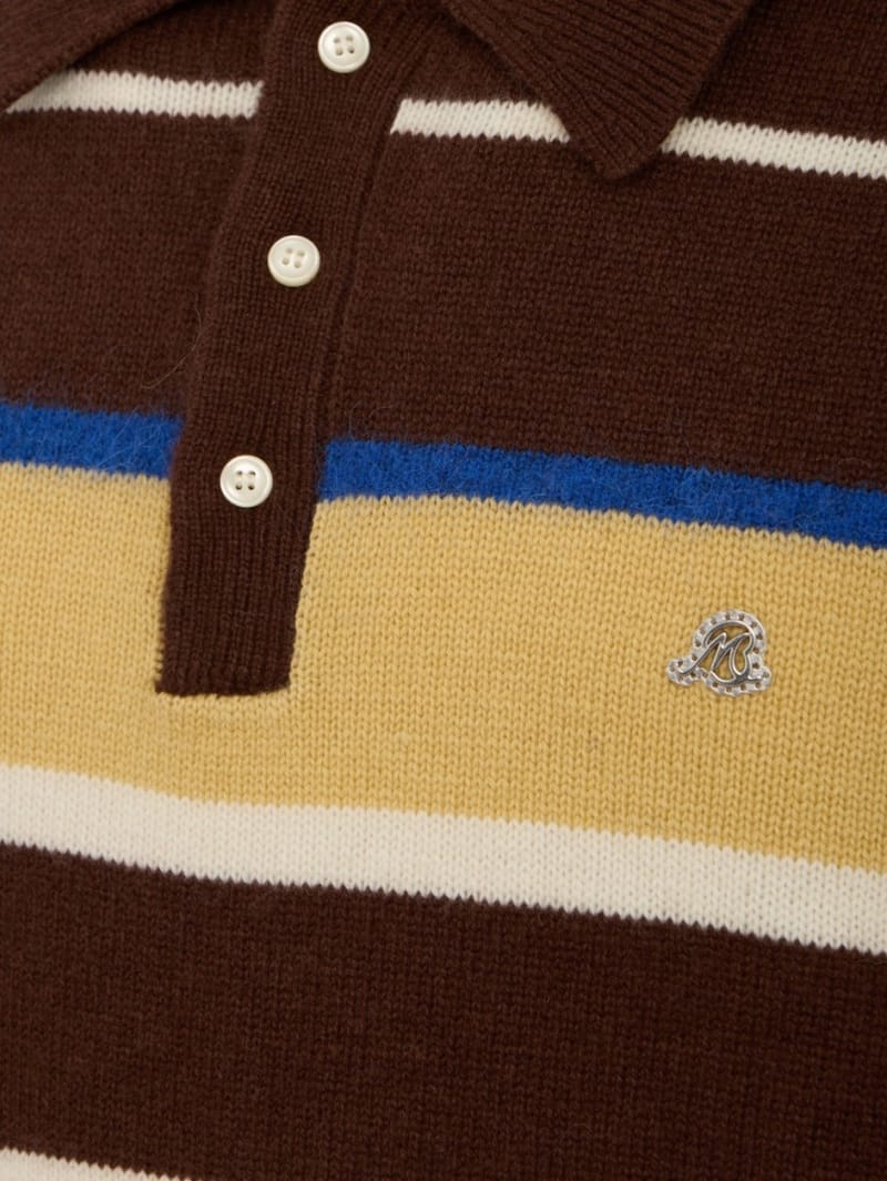 Bluemarble: Striped wool and mohair knit polo