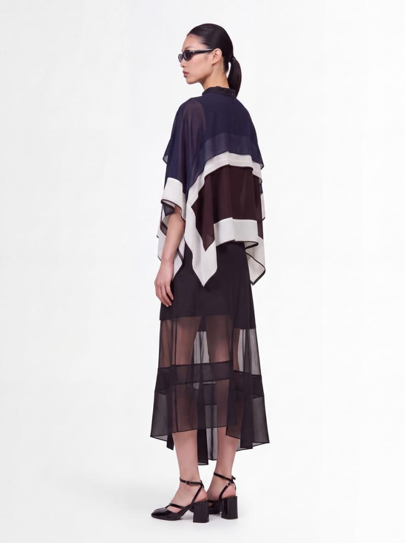 Sacai: Pull en satin x chiffon