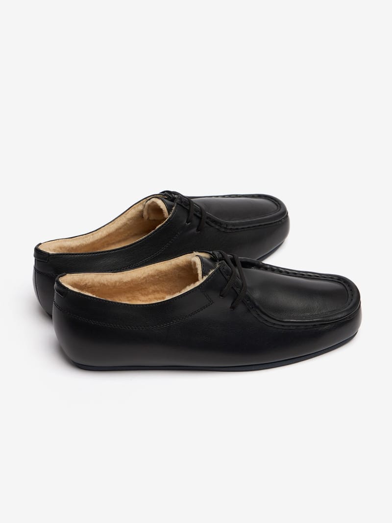 Jil Sander: Chaussures à lacets Hood cuir et shearling