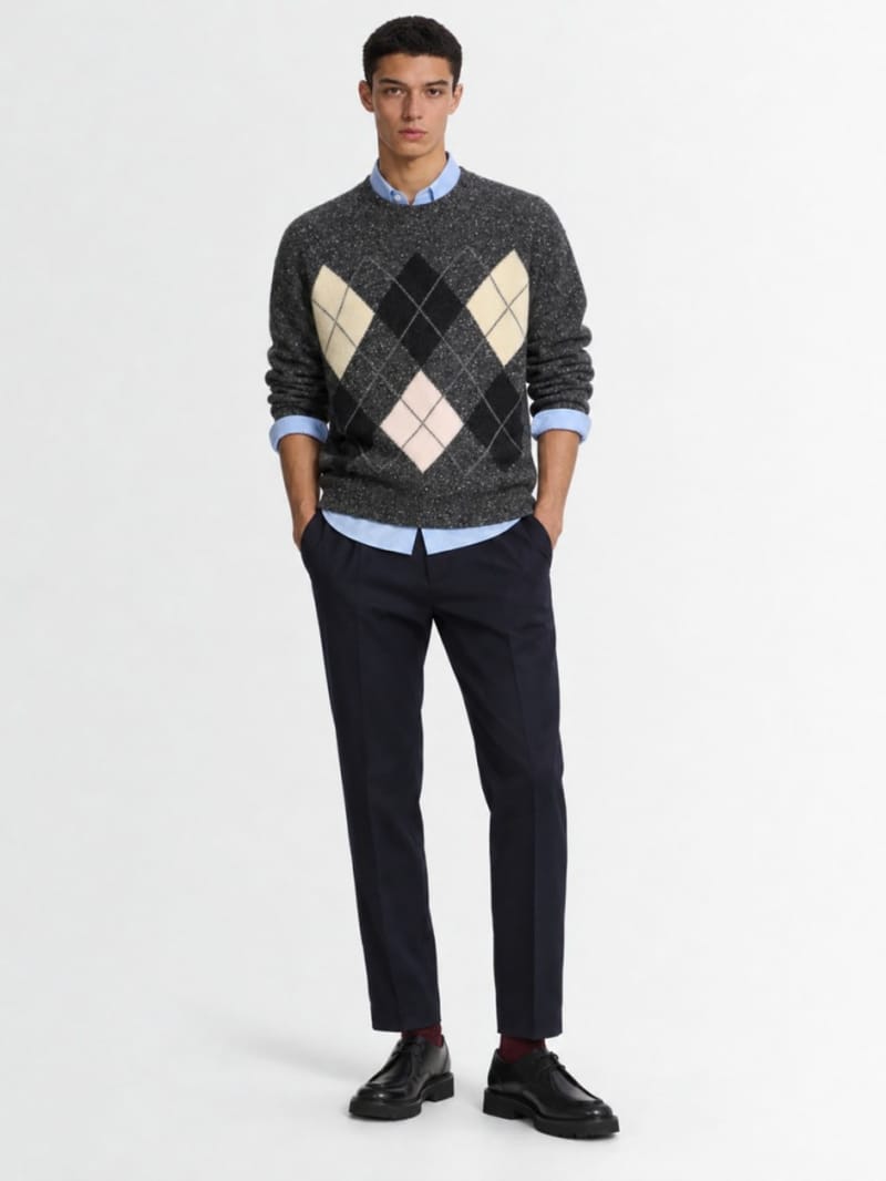 CRUNA - Pantalón slim ajustado con pliegue simple y elástico