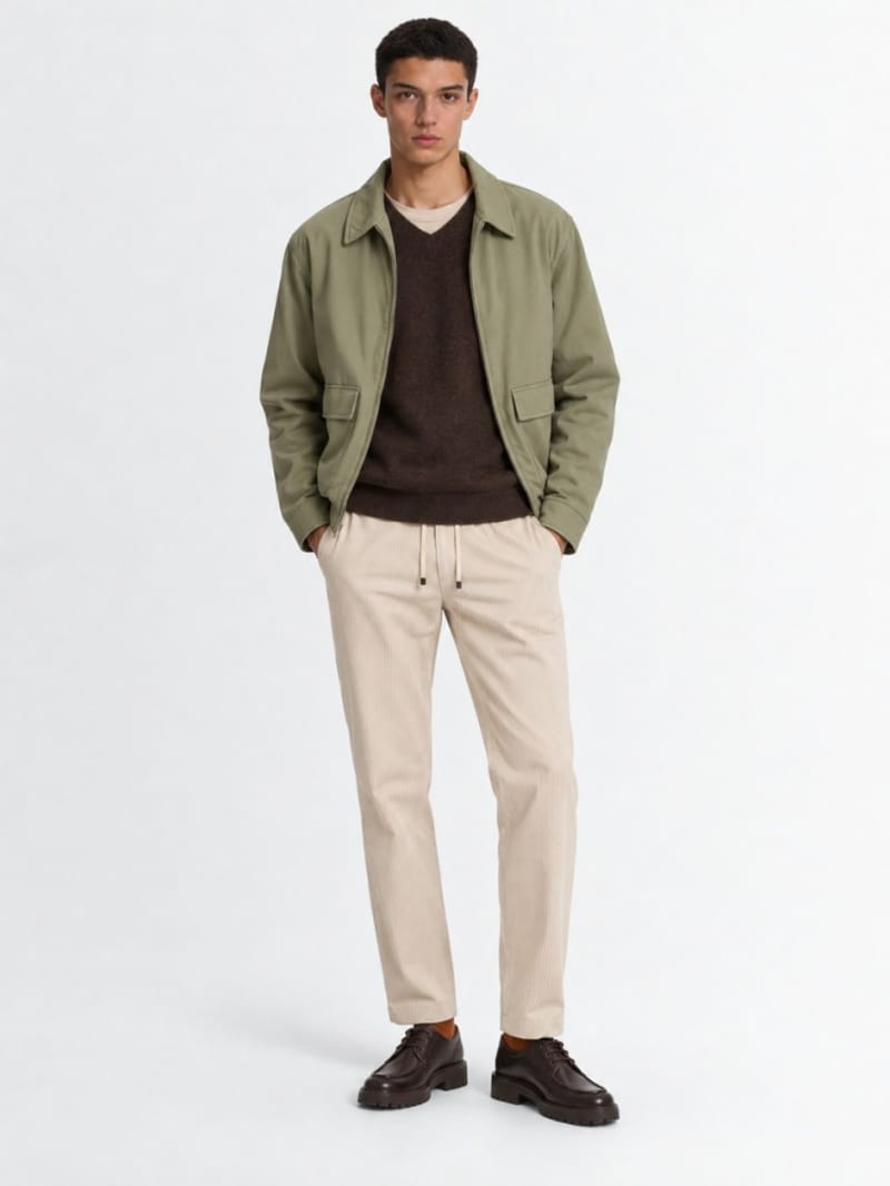 CRUNA - Coupe slim tapered à pli unique avec élasthanne