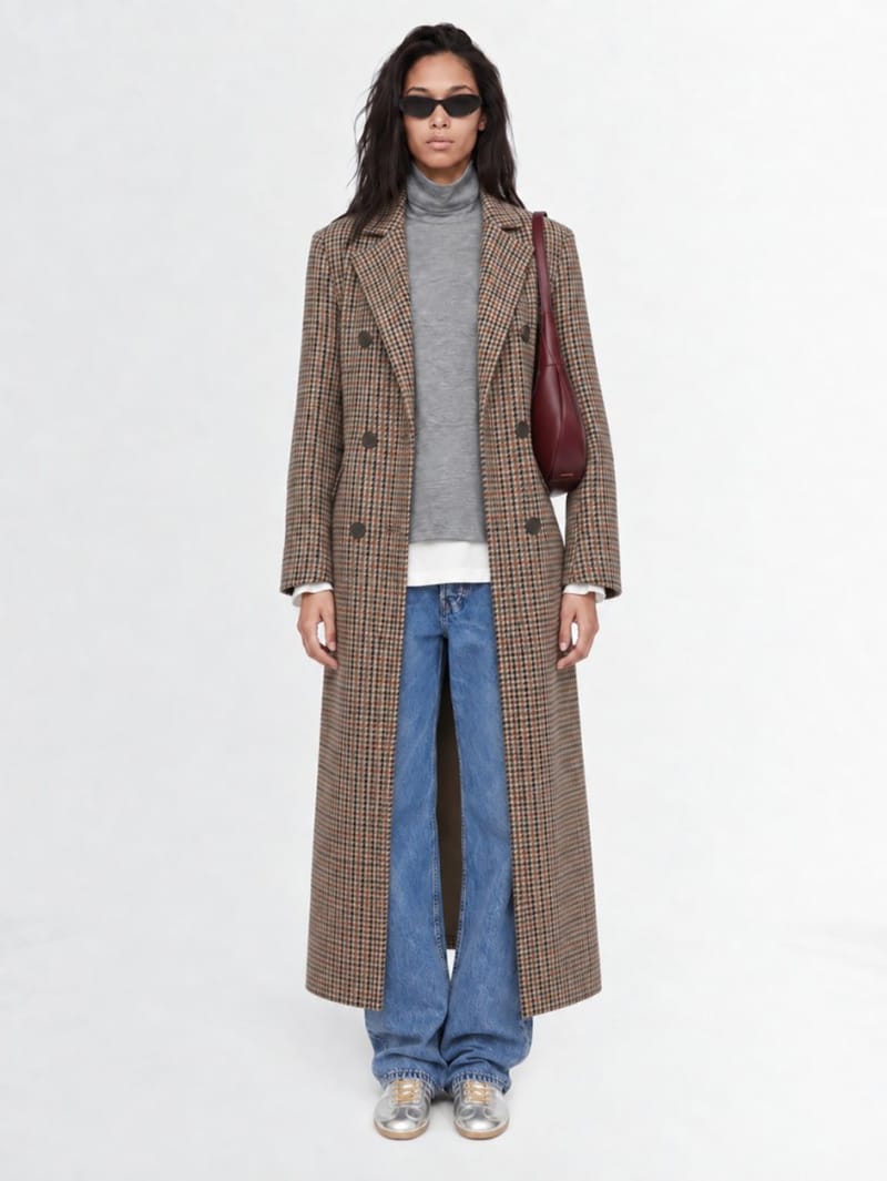 CRUNA: Slim Fit Double-Breasted Long Coat