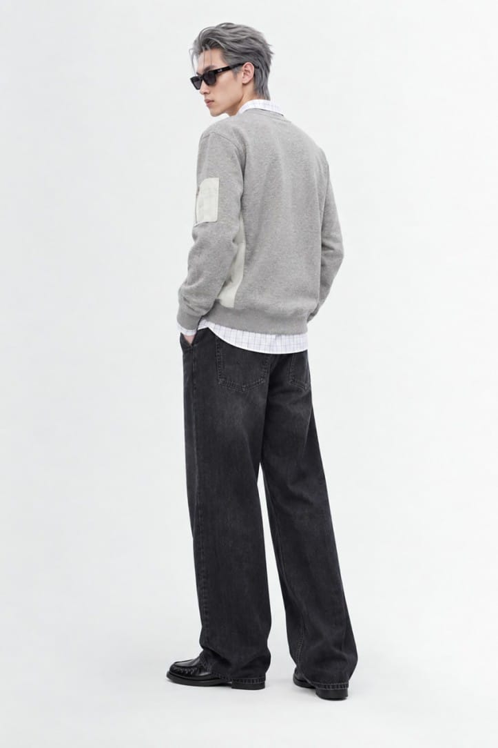 Sacai: Cotton sweatshirt with nylon panels