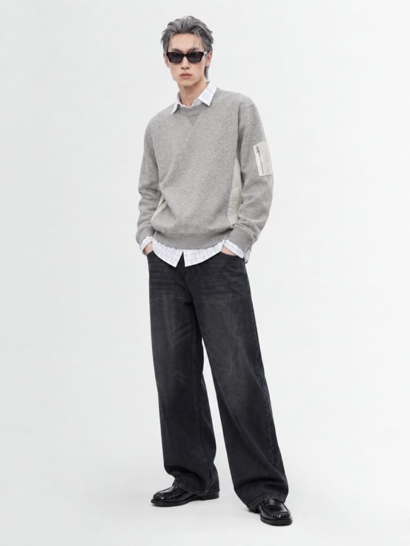 Sacai - Cotton sweatshirt with nylon panels