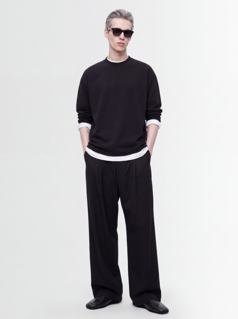 Jil Sander - Mock 领口方正宽松版型棉长袖 T 恤