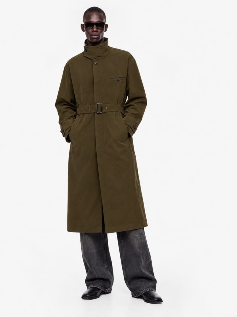 Bluemarble - Cotton blend funnel neck trench coat